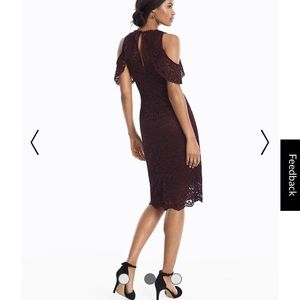 WHBM lacy plum bare shoulder dress sz 4